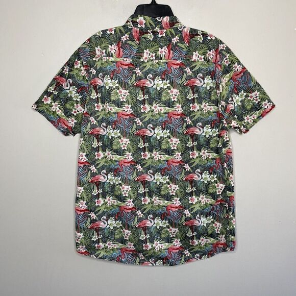 MOLOKAI Surf Mens Tropical Flamingo Print Button-Down Shirt EUC Large L Cotton - Picture 4 of 8